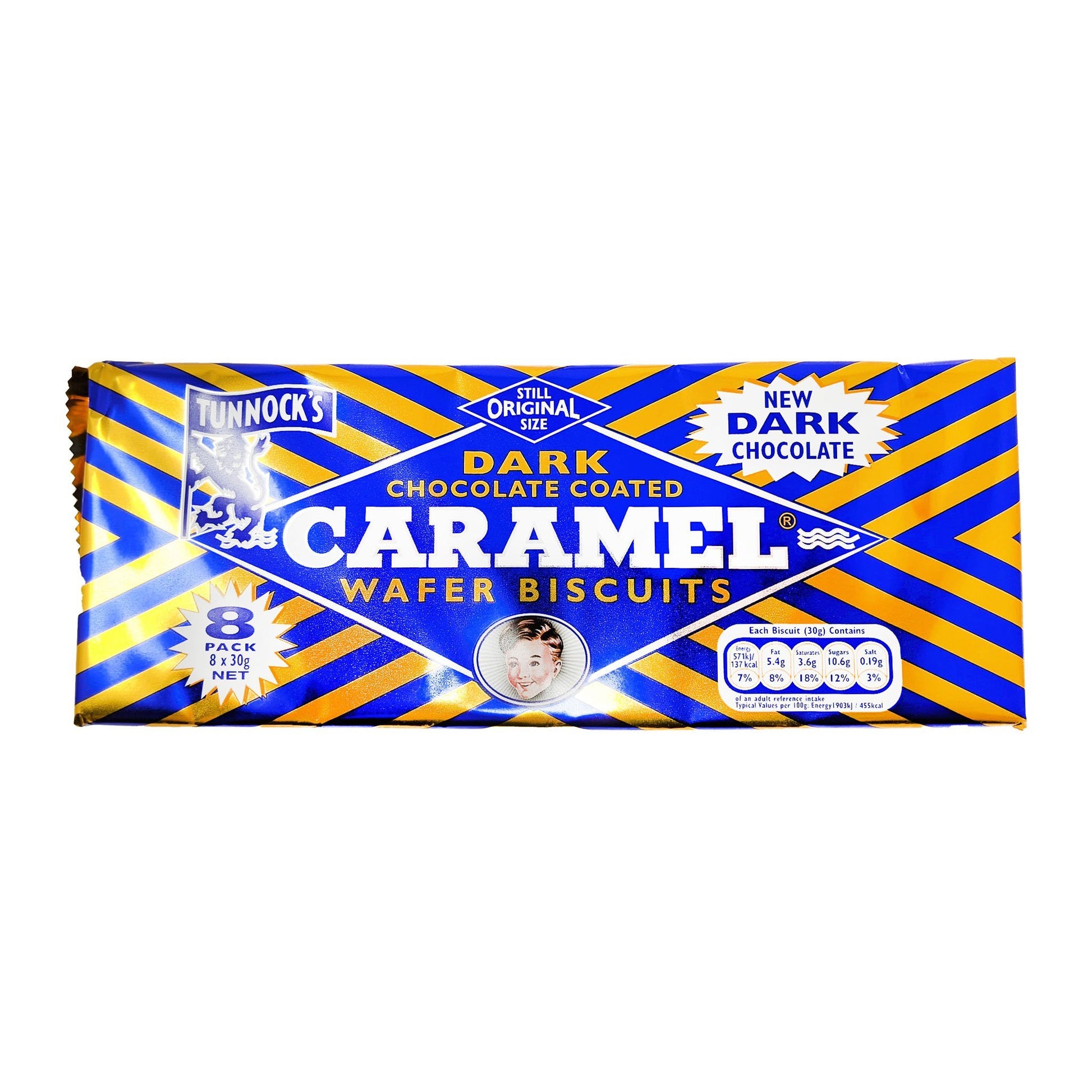 Tunnock's Dark Chocolate Caramel Wafer Biscuits 8 Pack (8 x 30g) - Blighty's British Store