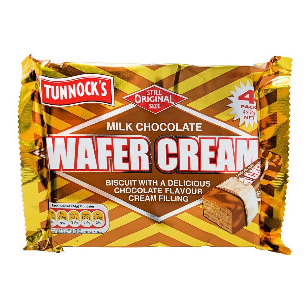 Tunnock's Milk Chocolate Wafer Cream (4 x 24g) - Blighty's British Store