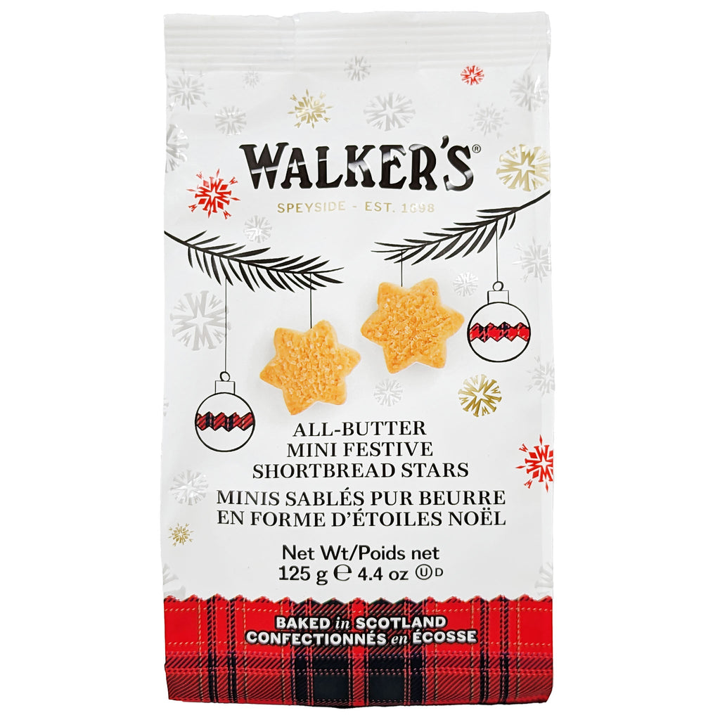 Walker's All-Butter Mini Festive Shortbread Stars 125g - Blighty's British Store