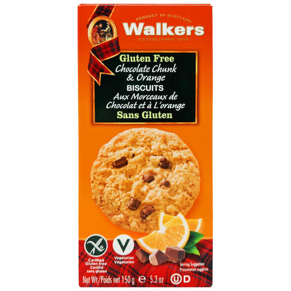 Walker's Gluten Free Chocolate Chunk & Orange Biscuits 150g - Blighty's British Store