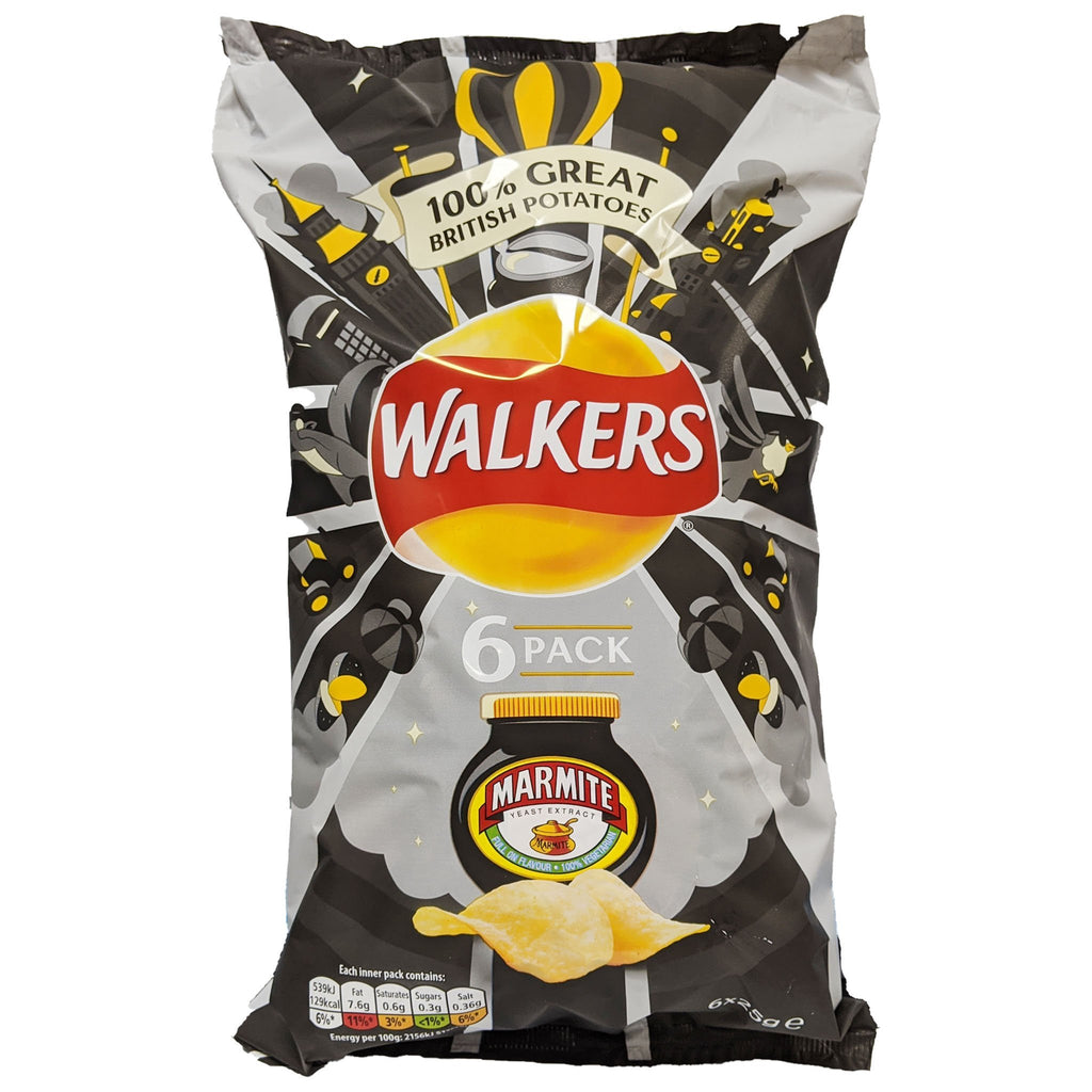 Walker's Marmite Crisps 6 Pack (6 x 25g) - Blighty's British Store