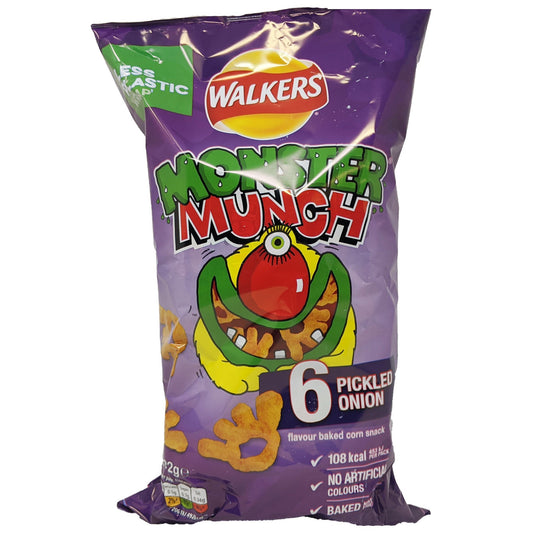 Walker's Monster Munch Pickled Onion 6 Pack (6 x 22g) - Blighty's British Store