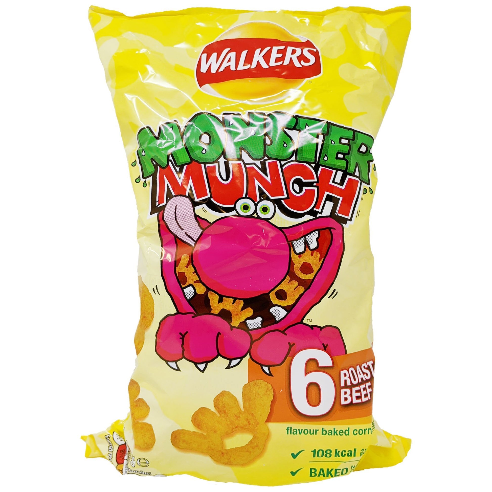 Walker's Monster Munch Roast Beef 6 Pack (6 x 22g) - Blighty's British Store