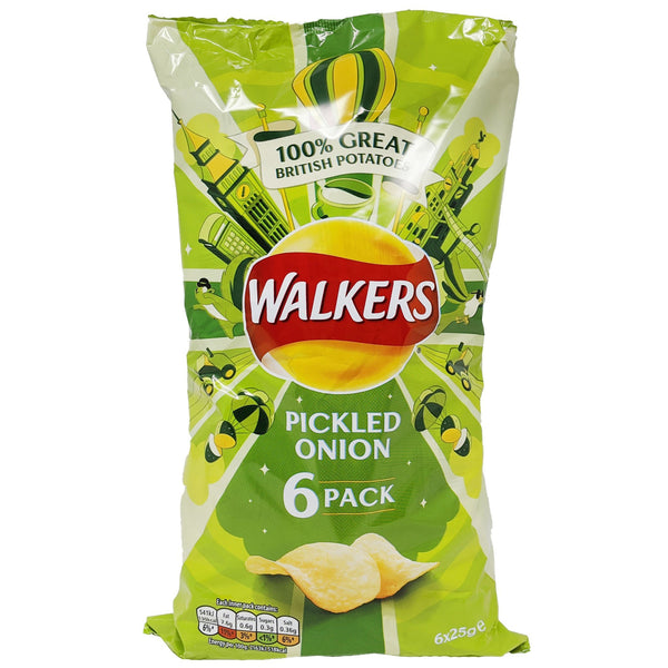 Walker's Pickled Onion 6 Pack (6 x 25g) - Blighty's British Store