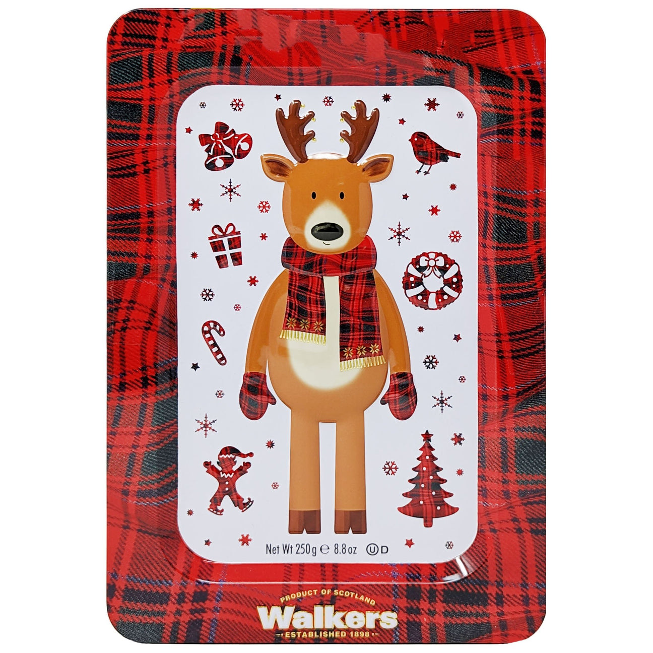Walker's Pure Butter Shortbread Festive Shapes Reindeer Tin 250g
