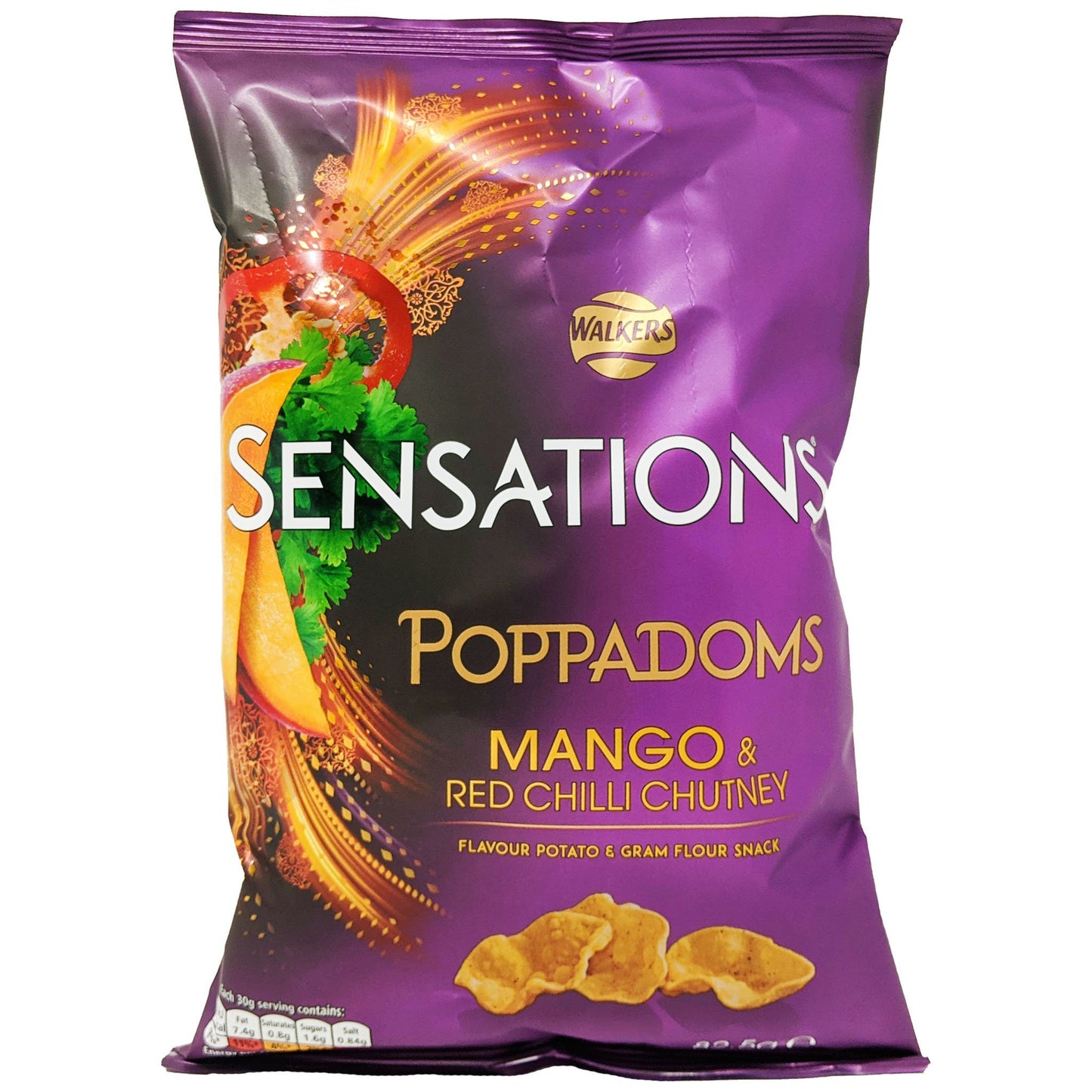 Walker's Sensations Poppadoms Mango & Red Chilli Chutney 82.5g - Blighty's British Store