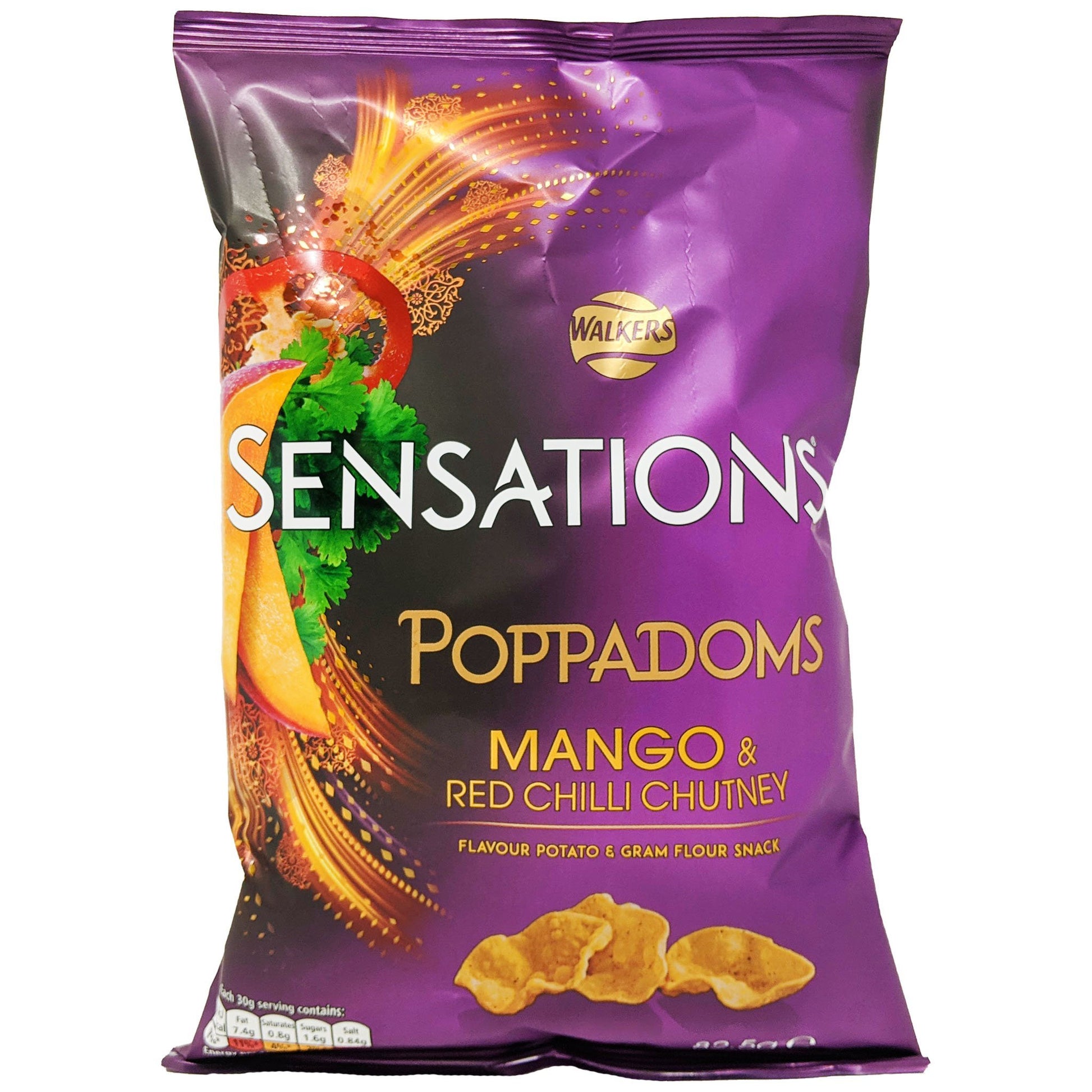 Walker's Sensations Poppadoms Mango & Red Chilli Chutney 82.5g - Blighty's British Store